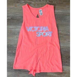 Victoria Sport Secret Sz XS Neon Cut Out Back Tie Knotted Tank Top Tee  Logo